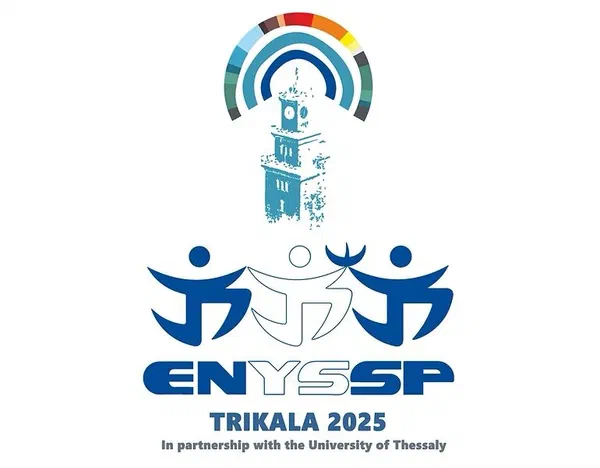 Logo konferencji ENYSSP Trikala 2025 (In partnership with the University of Thessaly).