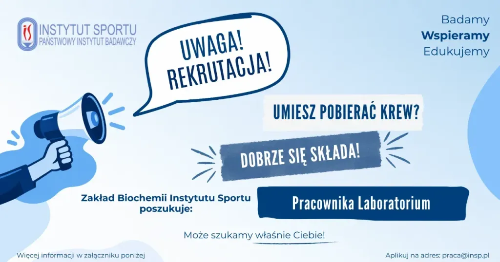 Poszukujemy! Specjalista / Specjalistka inżynieryjno-techniczny w Zakładzie Biochemii